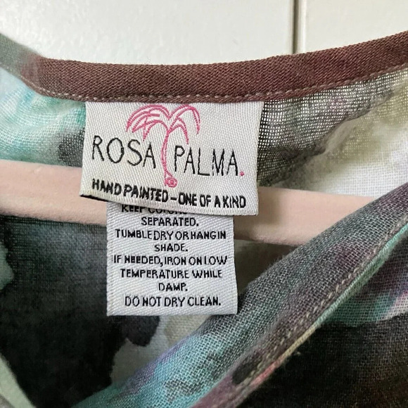 Rosa Palma Handpainted Art to Wear Lagenlook Top Cover  Up Poncho Boho - Picture 3 of 5